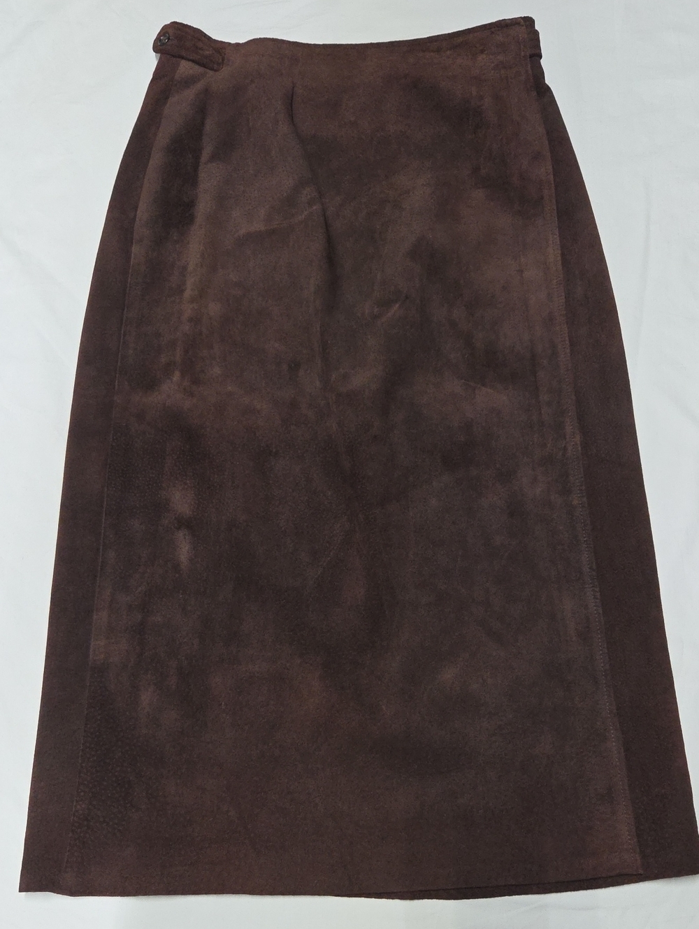 Vintage Talbots Brown Chocolate Suede Side Botton Skirt Size 14